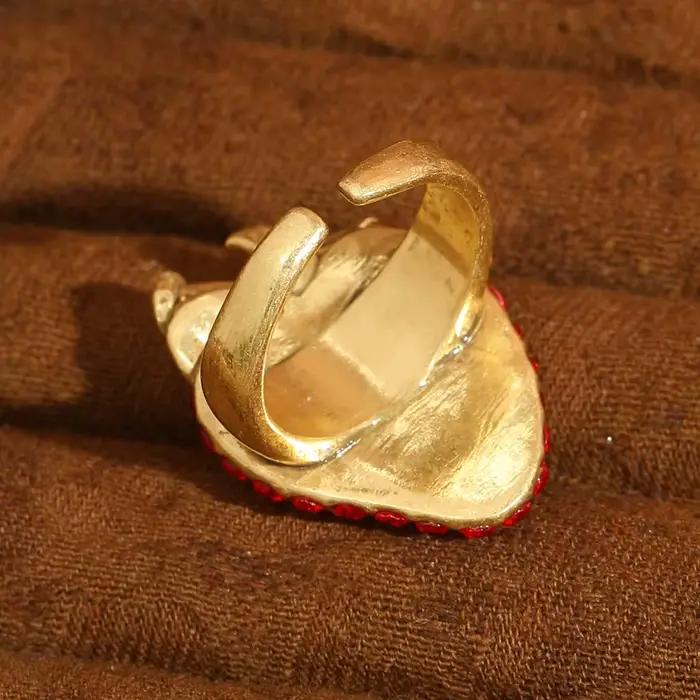 Bague Vintage fraise rouge couleur or feuille strass Cocktail bijoux de créateur de luxe accessoires de haute qualité femme 2025