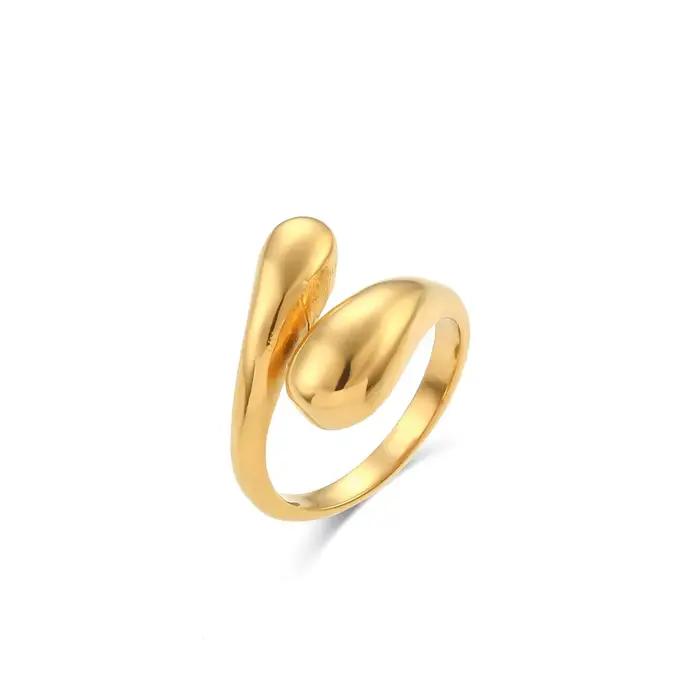 E.B.belle – bague serpent réglable en acier inoxydable poli fin plaqué or 18 carats pour femme, bagu