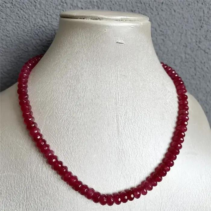 Collier Rare Rouge à Facettes en Pierre Naturelle