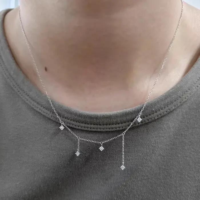 Collier à breloques étoile en argent Sterling 925 et Zircon pour femmes