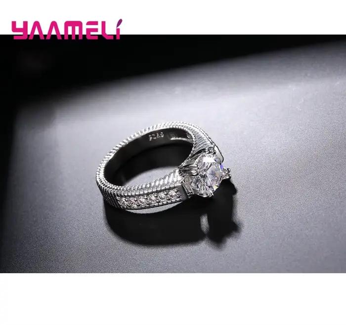 Ensemble de bagues de fiançailles élégantes en argent Sterling 925