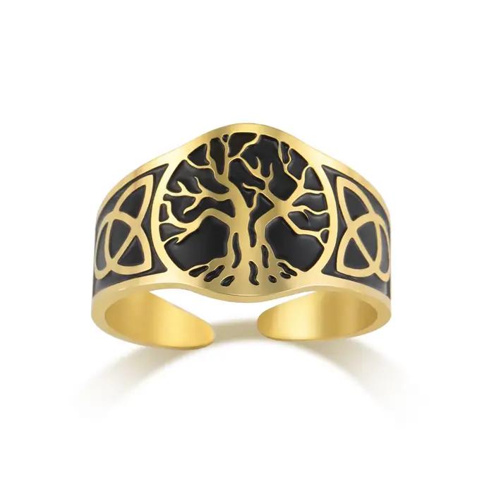 Dreamtimes – bague arbre de vie pour hommes et femmes, bague Vintage réglable en acier inoxydable, amulette Yggdrasil, bijoux religieux, cadeau