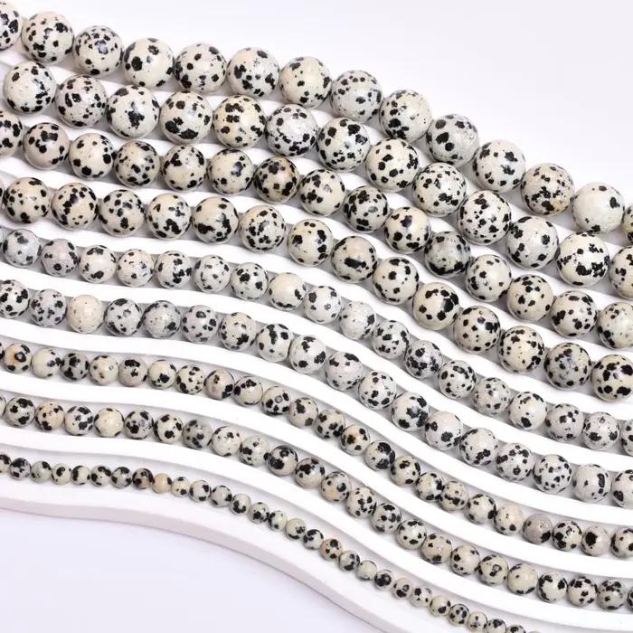 40-15 pièces/sac 4mm/6mm/8mm/10mm/12mm pierre naturelle ronde en vrac perle de jaspe dalmatien pour la fabrication de bijoux bracelet à bricoler soi-même