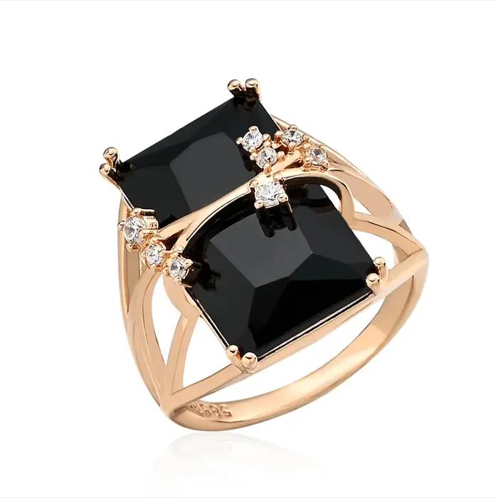Wbmqda – bagues en pierre carrée noire pour femmes, couleur or Rose 585, haute qualité, accessoires