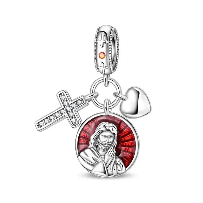 Pendentif élégant en argent sterling 925 avec breloques ange Madonna
