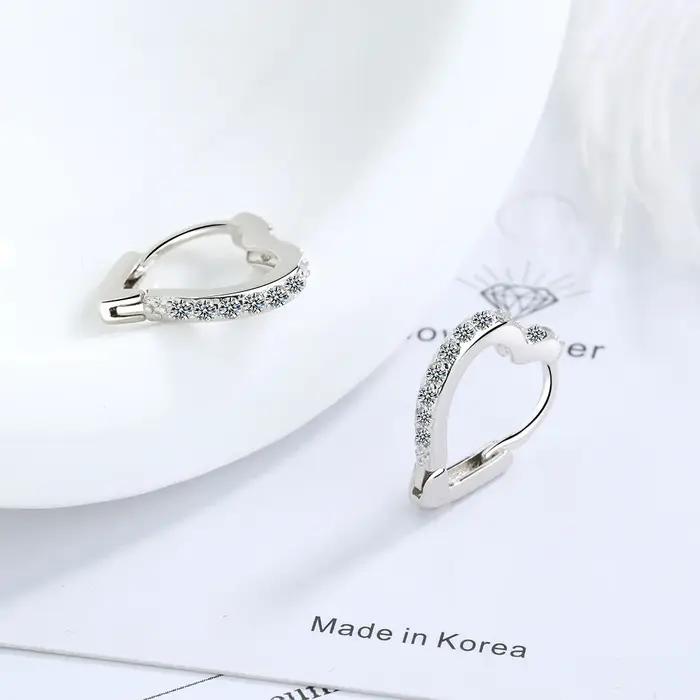 Boucles d'oreilles en argent Sterling 925 en forme de cœur