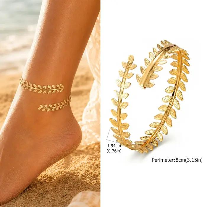 Bracelets de cheville plaqués or exquis pour femmes