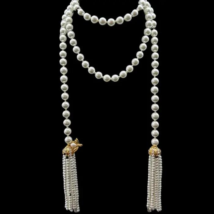 Collier Long avec pompon de perles françaises rétro européennes et américaines, magnifique et élégan