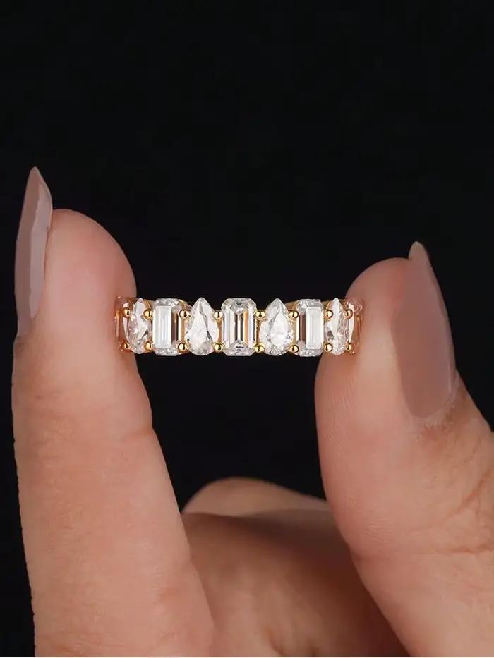 Bague en argent Sterling 925 pour femmes, magnifique, classique, rectangulaire, poire, Zircon, fianç