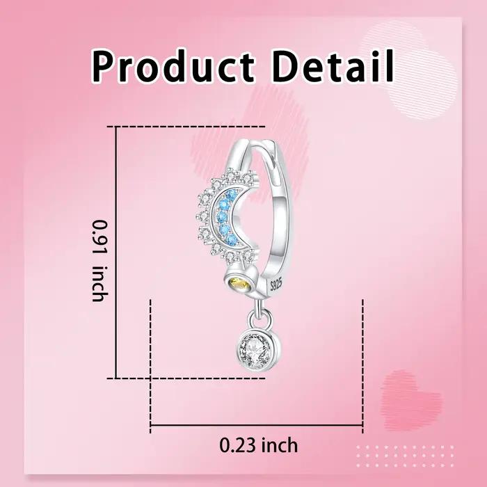 Boucles d'oreilles en argent sterling 925 aux motifs célestes pour femmes pour les occasions spéciales et les cadeaux d'anniversaire