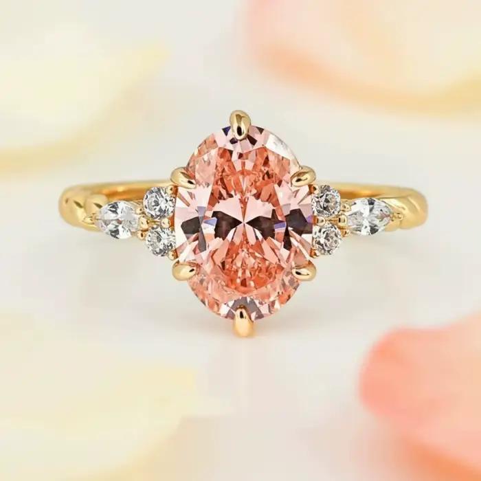 Produit le plus vendu - Bague en argent sterling 925 Pappalacha rose orange - Tendance pour les femmes