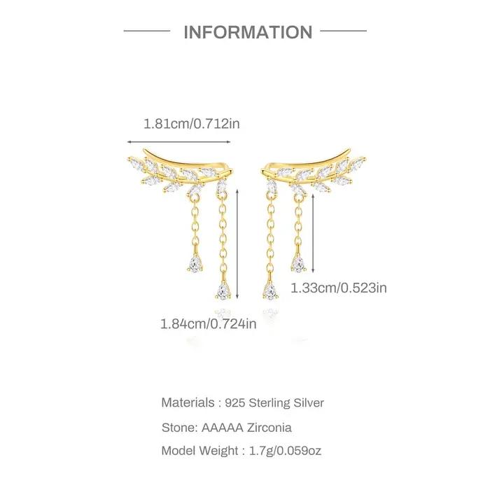 Boucles d'oreilles à clip en argent Sterling 925 serties de zirconium blanc élégantes pour femmes occasions spéciales mariage anniversaire