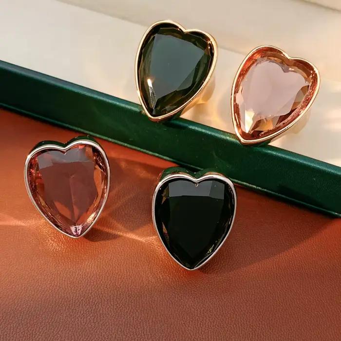 Bague ouverte en forme de cœur, bague haut de gamme