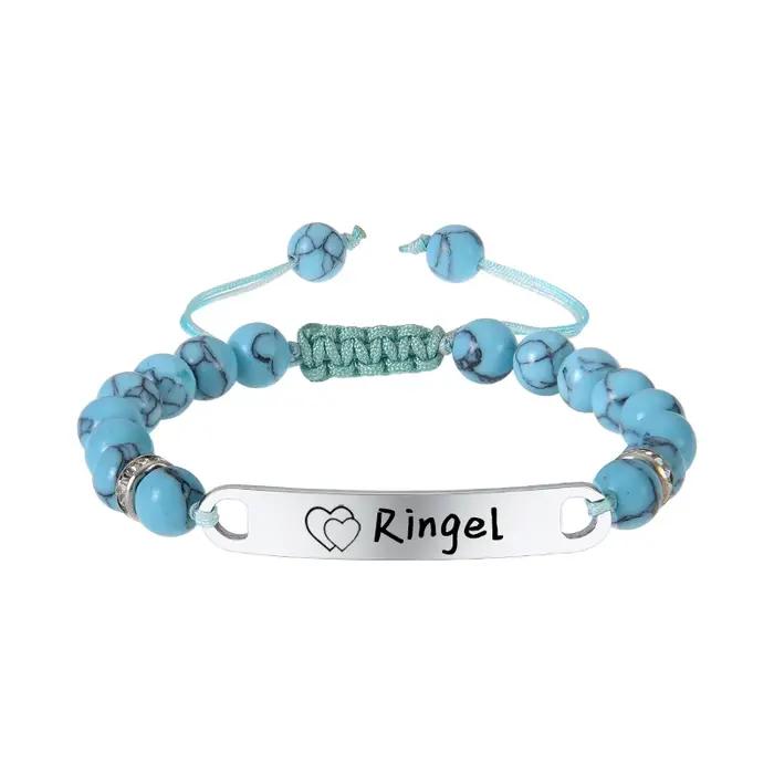 Bracelet de barre de bébé personnalisé avec pierres en forme de cercle, bracelet d'identification de nom pour filles, bracelet gravé pour bébés, bijoux personnalisables pour occasions spéciales