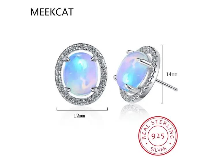 Boucles d'oreilles ovales en pierre opale naturelle pour femmes
