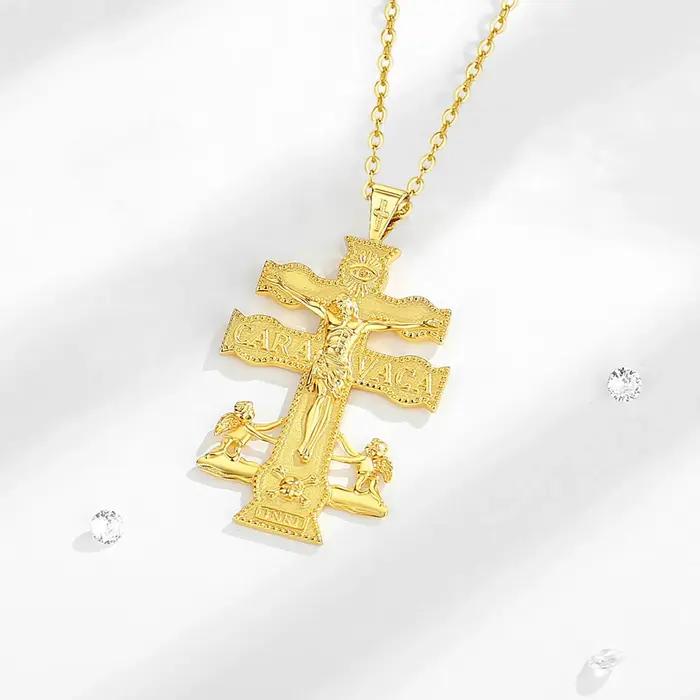 Eudora-Collier croix de Jésus Caravaca en argent regardé 925 pour hommes et femmes