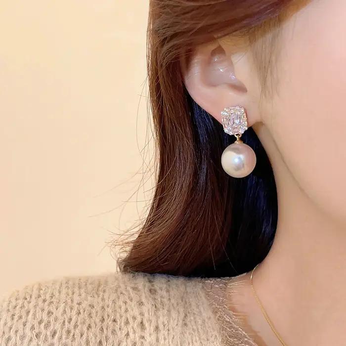 Boucles d'oreilles pendantes en perles de cristal pour femmes