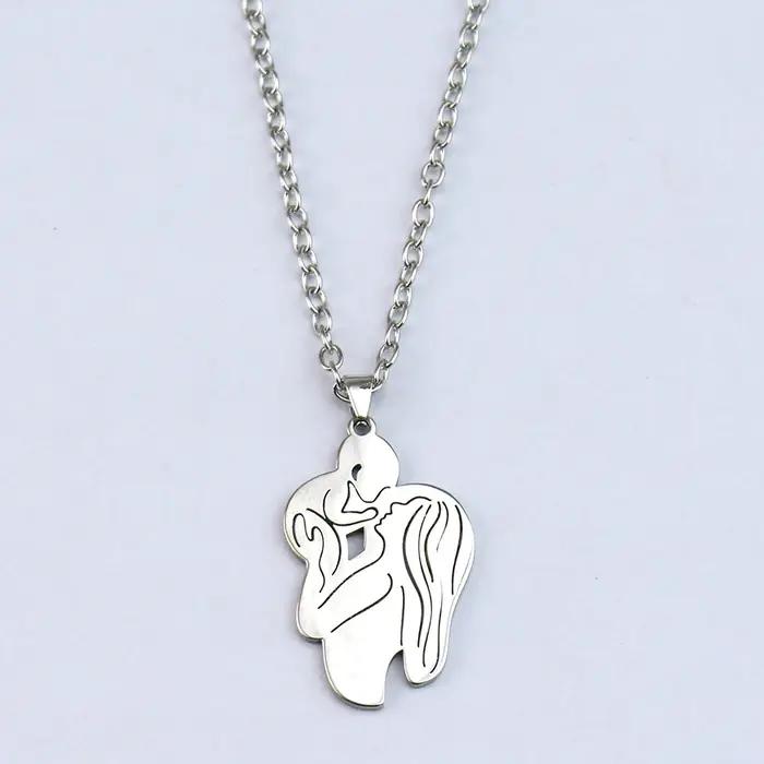 Collier Maman et Bébé Fête des Mères Bijou en Acier Inoxydable avec Pendentif Or Argent Rouge Rouille Femme Occasions Spéciales