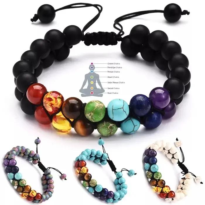 Bracelet Chakra cristaux de guérison Yoga pierre perles Bracelets méditation Relax anxiété