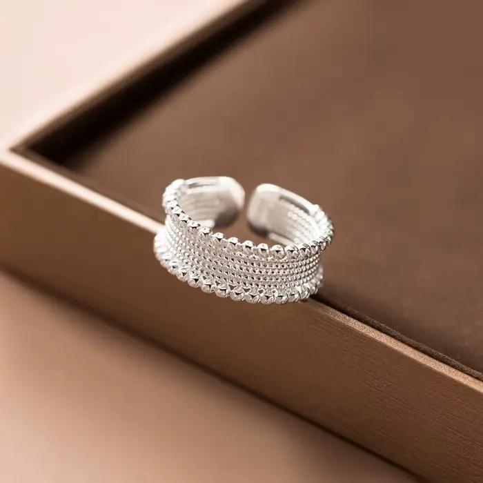Bagues larges vintage en argent sterling 925 pour femmes bague de cocktail ajustable zirconium blanc cadeau pour fiançailles mariage anniversaire