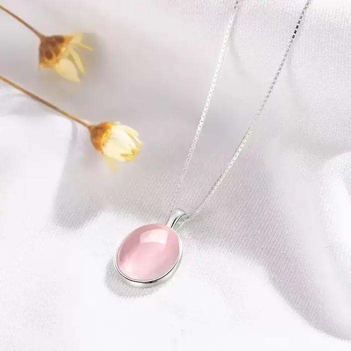 Collier en argent sterling 925 avec pierre de lune et pendentif aigue-marine naturelle