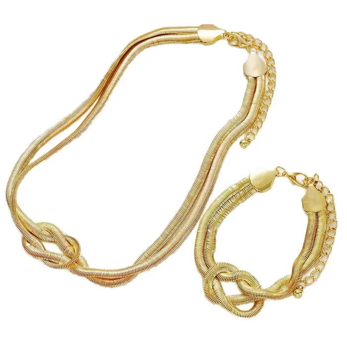 Ensemble collier et bracelet à double couche pour femmes