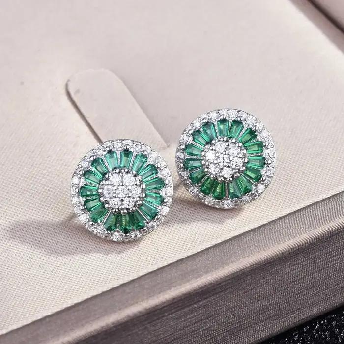 DIWENFU réel S925 en argent Sterling boucle d'oreille goutte naturel émeraude bijoux pour femmes Fin