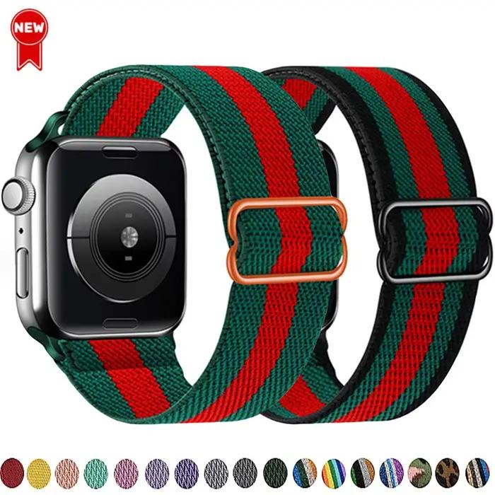 Bracelet pour bracelet de montre Apple 49mm 44mm 40mm 45mm 41mm 42mm 38mm bracelet en Nylon élastique réglable iWatch série 8 se 7 6 5 9 Ultra