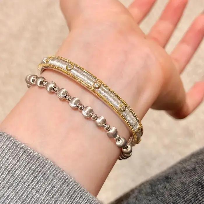 Bracelet Vintage Géométrique Plaqué Or avec Tracker d'Humeur pour Femme Occasions Spéciales