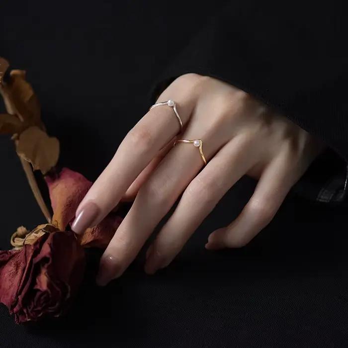 VIVILADY – bagues romantiques en forme de V en argent avec perles