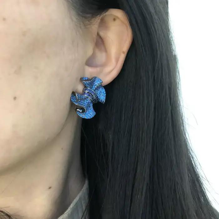 Boucle d'oreille à tige avec nœud bleu royal Bilincolor avec serrure