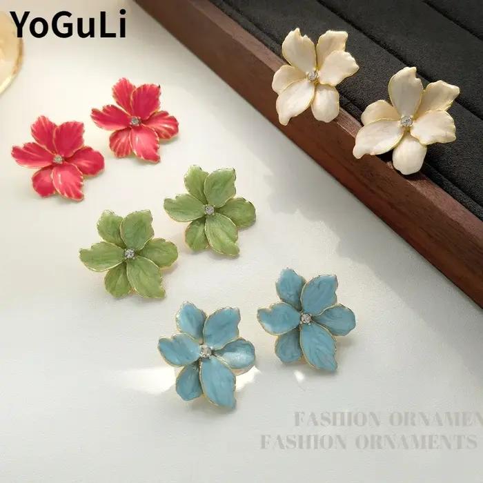 Boucles d'oreilles fleurs colorées pour femmes et filles