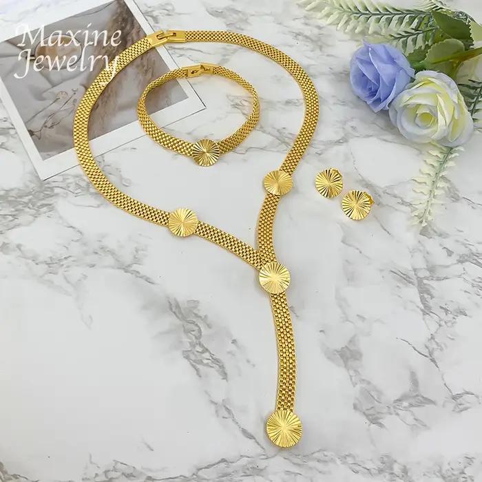 Ensemble de bijoux dorés classiques de luxe pour femmes
