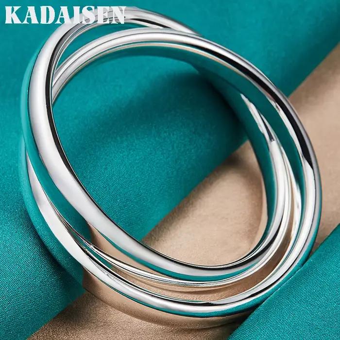 Bracelet double anneau rond argent sterling 925 pour femmes mariage fiançailles occasions spéciales