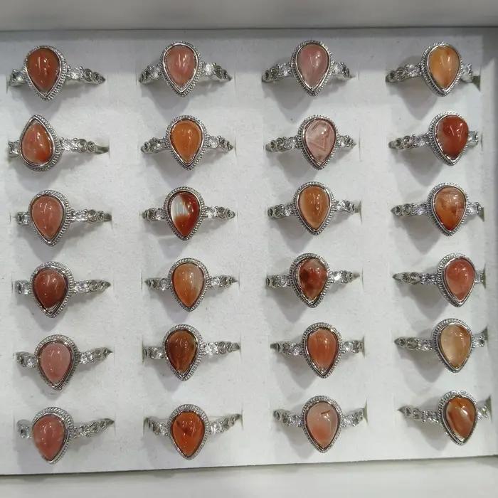 Bague en cristal rouge 100% pierre précieuse naturelle
