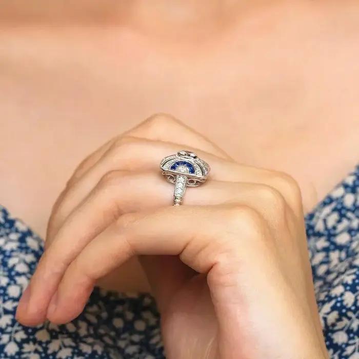 Bague Creuse en Argent Sterling 925 Sertie de Zircone Blanche Élégante Accessoire de Mode pour Femme Occasions Spéciales