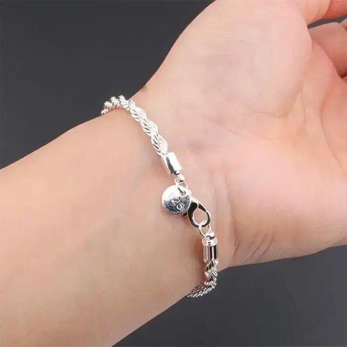 Bracelets en corde torsadée en argent Sterling 925
