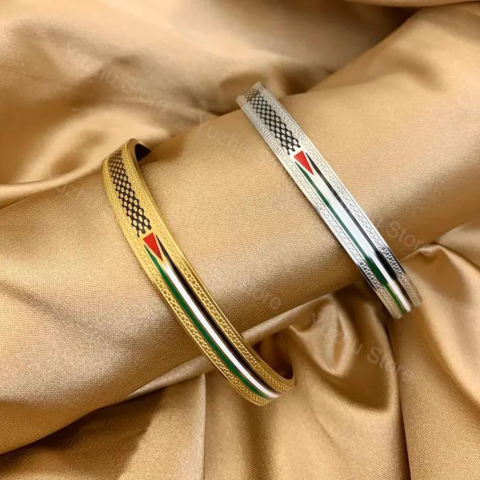Bracelet Keffiyeh en acier inoxydable couleur argent