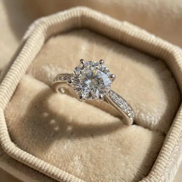 Bague classique de luxe en argent Sterling 925 pour femmes