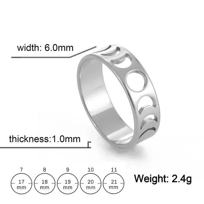 Teamer Bague en forme de croissant de lune pour femmes, anneau en acier inoxydable, Vintage, bracele
