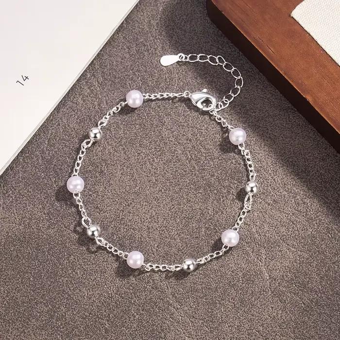 Nouveau bracelet en argent sterling 925, forme géométrique simple, bracelet pour femme, charme perso