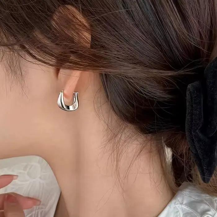 Boucles d'oreilles en argent Sterling 925 pour femmes, cercles ronds polyvalents, à la mode, pour prévenir les allergies, accessoires de bijoux, cadeaux