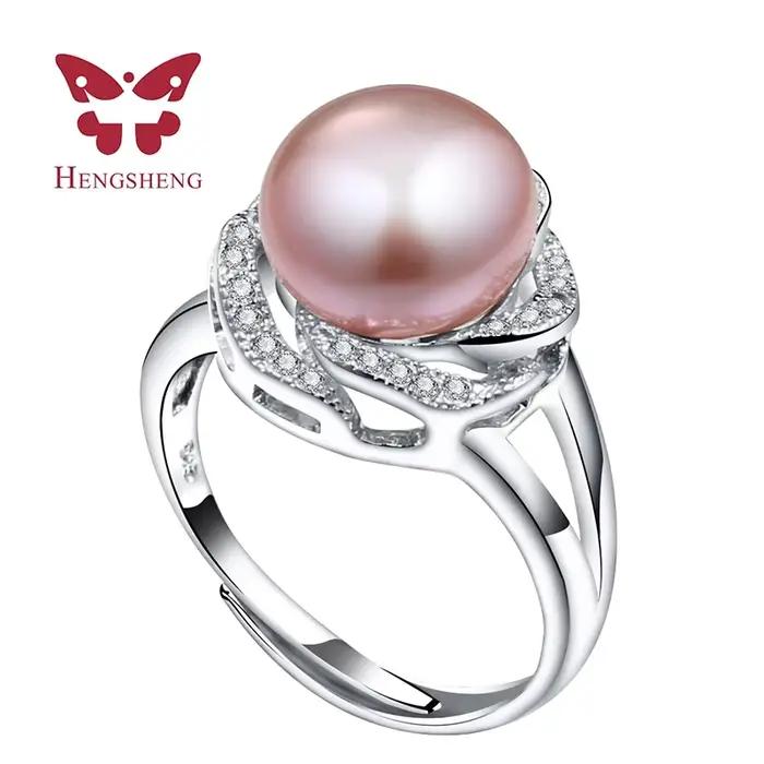 2019 bague de perles d'eau douce AAAA de qualité supérieure pour femmes bague réglable avec violet g