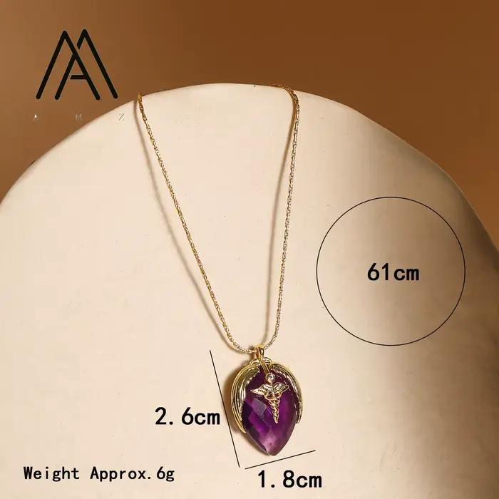 Collier en pierre précieuse verte naturelle, collier avec pendentif en améthyste, colliers en forme de larme, style simple et élégant, bijoux quotidiens, cadeau pour femmes