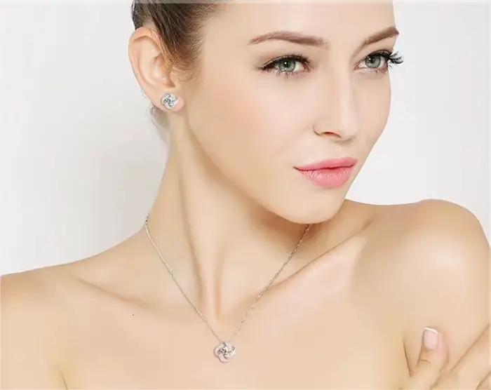 Collier ras du cou trèfle à quatre feuilles bijou fleur pendentif argent 925 cadeau anniversaire femme occassionnels spéciaux