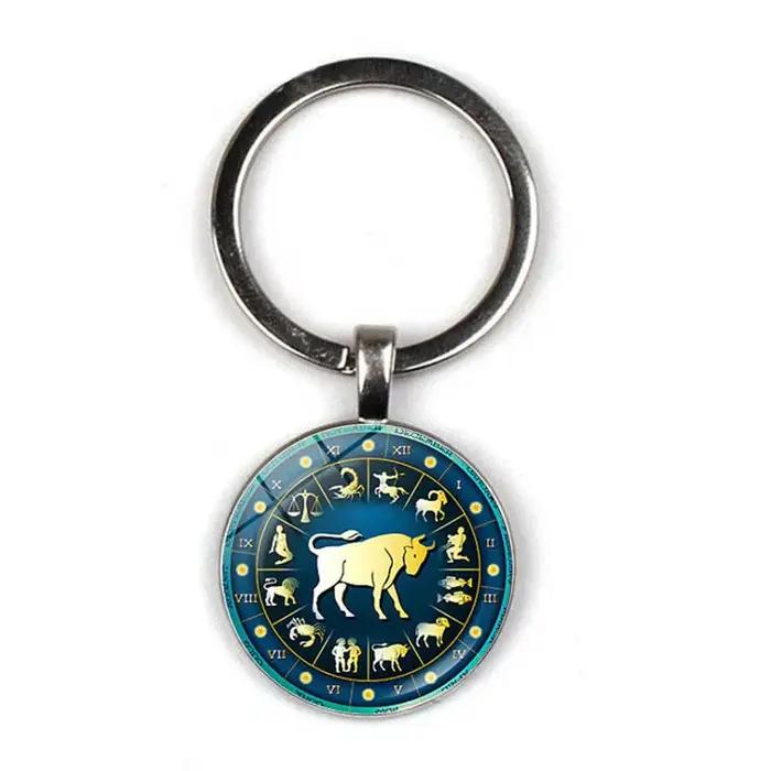 Porte-clé en forme de signe du zodiaque, bijoux, 12 constellations, pour hommes et femmes