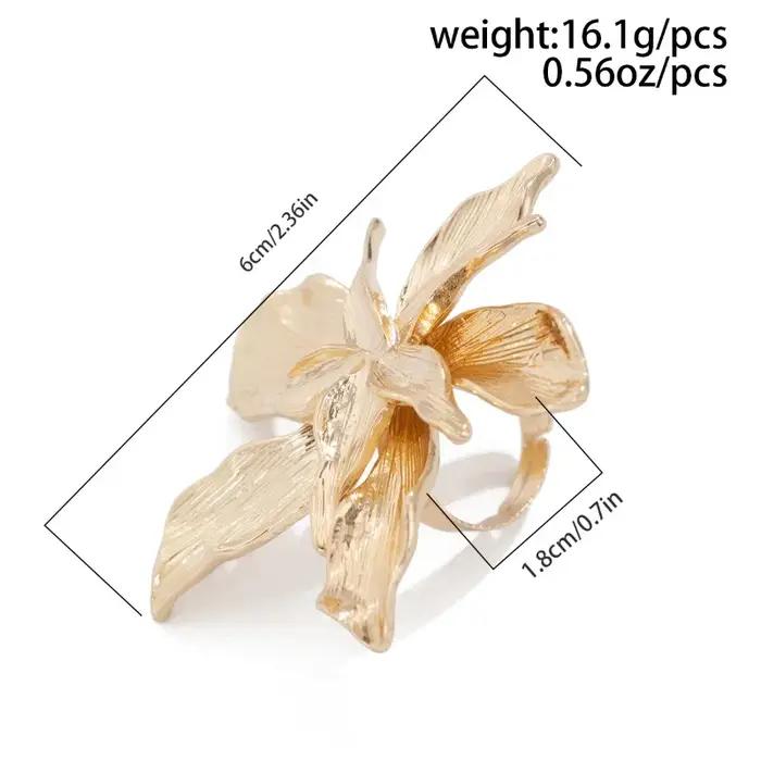 Bague Vintage à Grande Fleur Femme Design Irregular Punk Bijou Fête Cadeau Remise Diplômes Occasions Spéciales