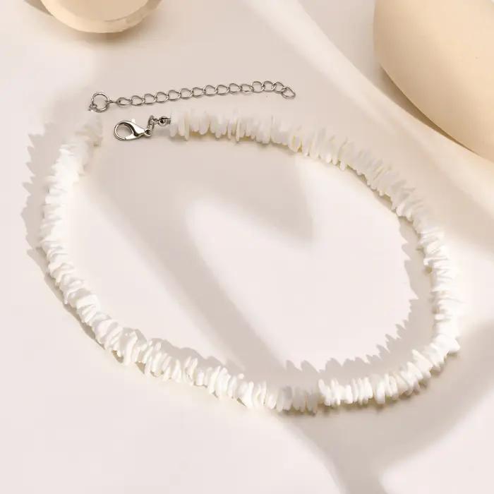Collier bohème en chaîne de coquillage de Puka, collier ras du cou de coquillage de plage hawaïenne,