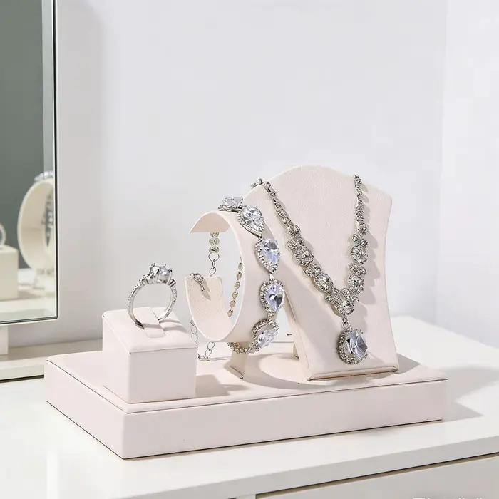 Ensemble de présentoirs à bijoux, support élégant pour boucles d'oreilles, buste porte-colliers pour