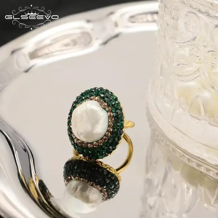 Bague en Perles Baroques Naturelles Irrégulières pour Femme